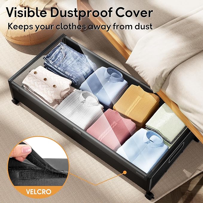 Under Bed Storage with Wheels，1 Pack Under Bed Storage Containers,Underbed Shoe Storage Bedroom