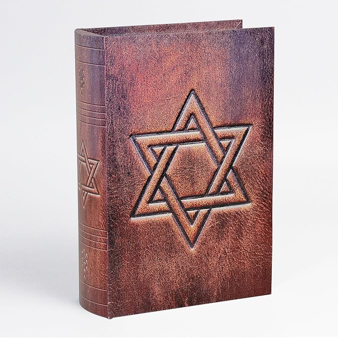 PACOLO Decorative Book Boxes, Faux Wood cover Storage for Hidden Jewelry, Money, and Cash (Hexagram)