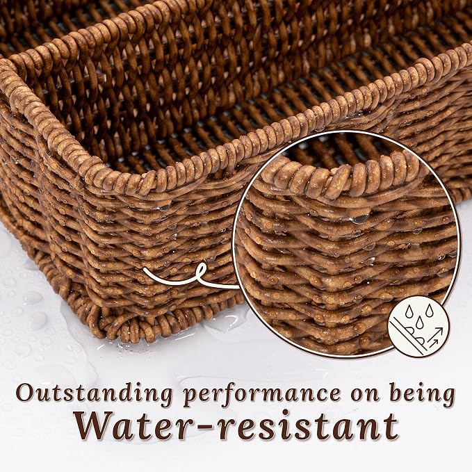 WeeNest Silverware Drawer Organizer, Kitchen Utensil Organizer, Toffee | Silverware Tray for Drawer, Wicker Silverware Organizer, Basket with Dividers, Utensil Holder, Forks Organizer for Drawer