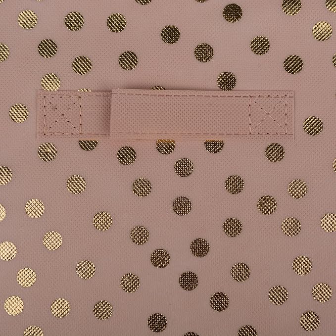 DII Non Woven Polyester Storage Bin, Polka Dot, Pink & Gold, Small Set of 2