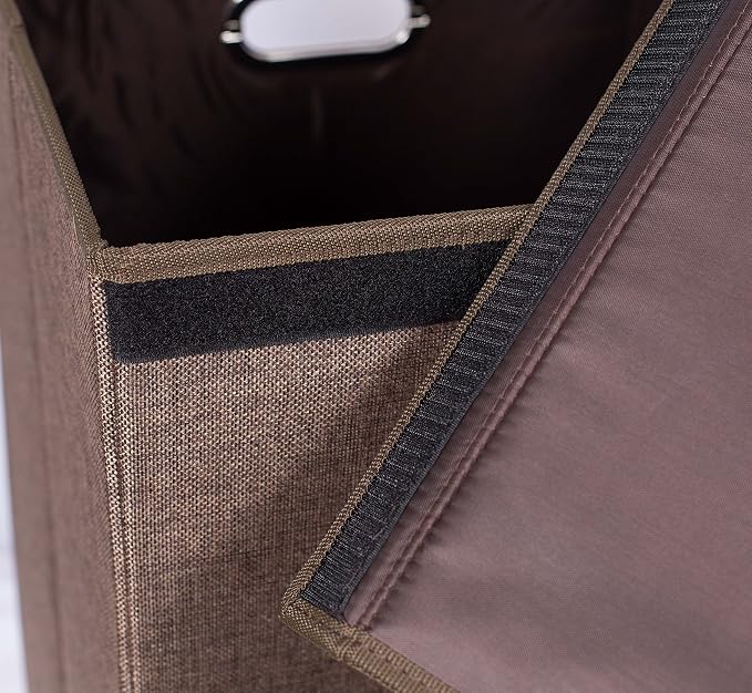 BIRDROCK HOME Laundry Hamper with Lid | Removable Bags for Sorting Clothes | Sectioned Laundry Basket for Bedroom & Bathroom | Collapsible Storage Bin with Cover | Double, Brown
