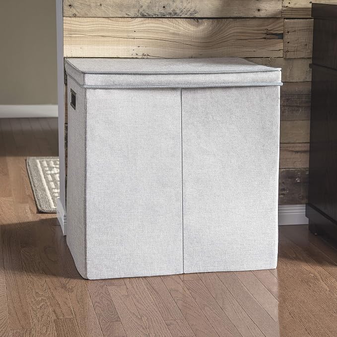 Greenway GFL6000GR Collapsible Double Sorter Laundry Hamper, Grey Linen | Linen