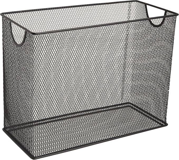 U Brands Desktop Hanging File Organizer, Black Mesh Metal, 5.5" D x 9.53" W x 12.4" H, Letter Size, Steel Wire Document & Folder Organizer for Office Desk, Home, Classroom