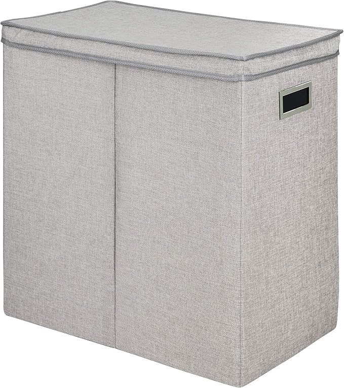 Greenway GFL6000GR Collapsible Double Sorter Laundry Hamper, Grey Linen | Linen