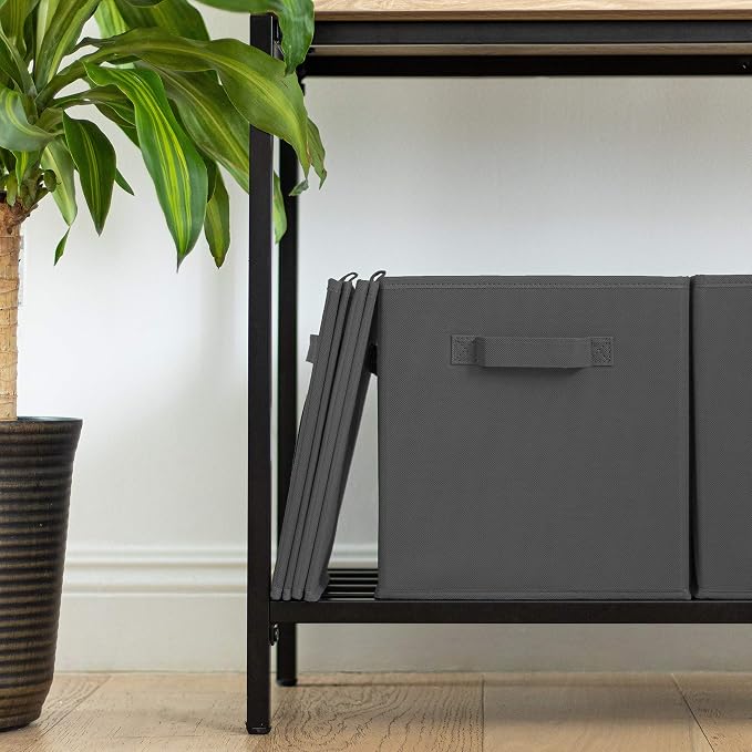 11x11 Cube Storage Bins - 2 Pack - 11 Inch Cube Storage Bin for Bedroom, Living Room, Clothes and Toys; 2 Handles, Foldable Cubby Organizer Bin
