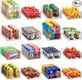 Munfix Set Of 16 Refrigerator Organizer Bins - Plastic Pantry Organization and Storage Baskets - Stackable Food Fridge Organizers with Cutout Handles for Freezer, Kitchen, Countertops, Cabinets