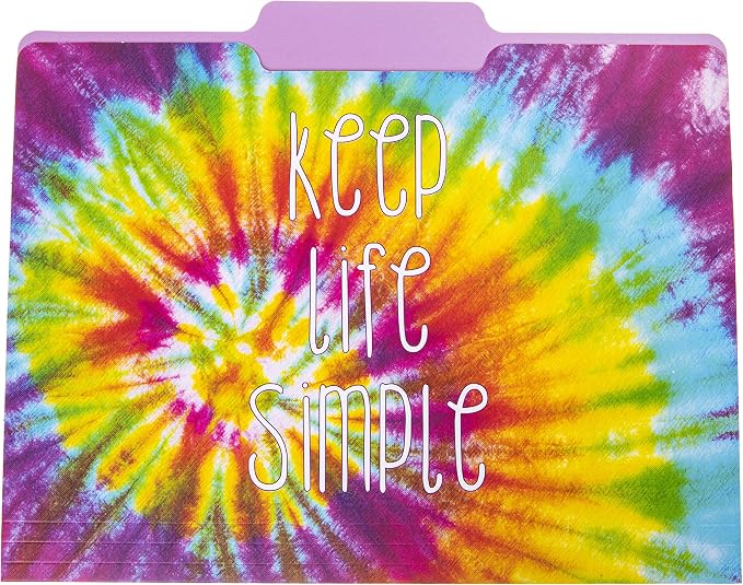 Graphique "Tie Dye" File Folder Set – File Set Includes 9 Folders and 3 Unique Go-Getter Designs, Embellished w/Gold Foil on Durable Triple-Scored Coated Cardstock